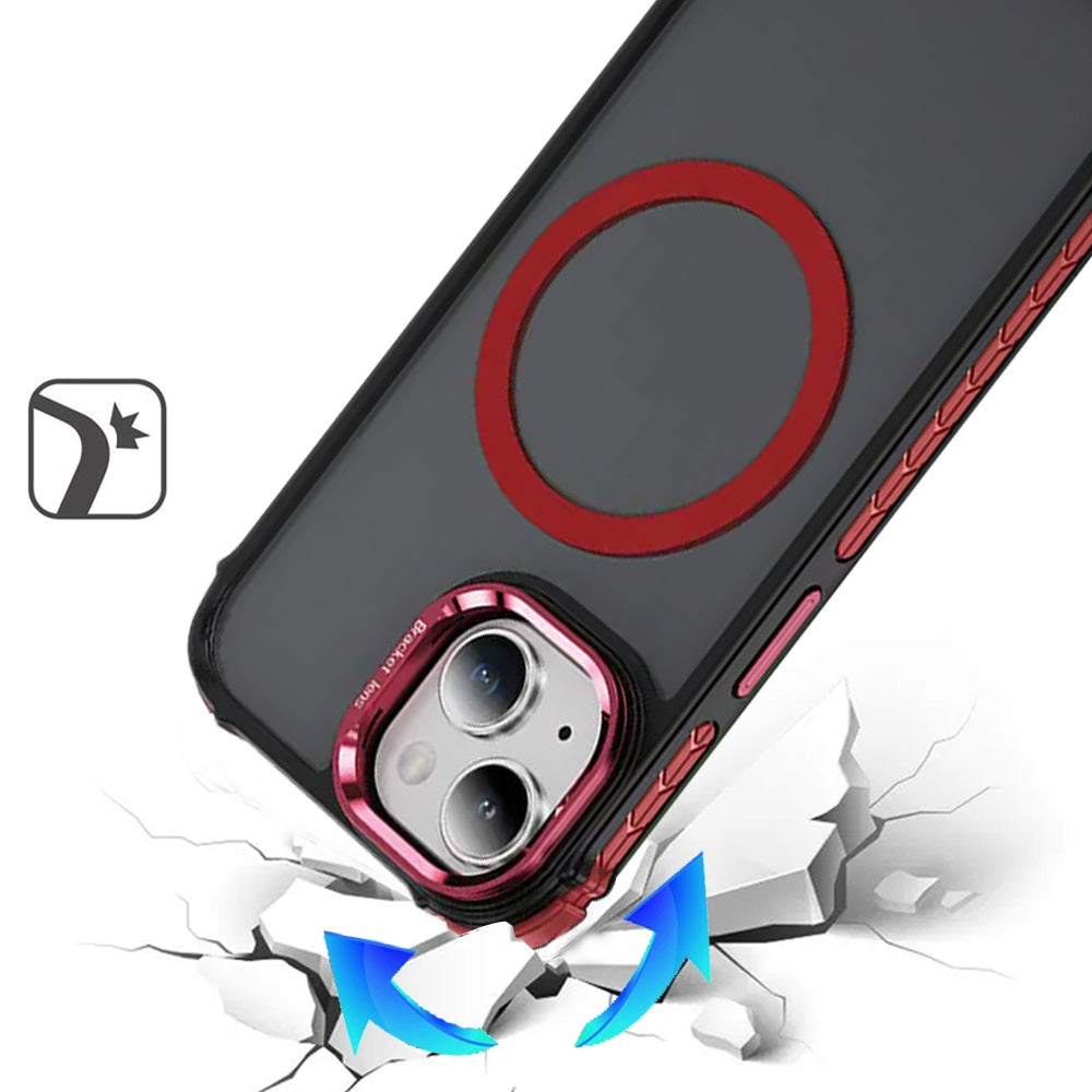 For Apple iPhone 14 /13 Hybrid Metal Camera Stand Ring Sturdy, Compatible with MagSafe, Matte Hard TPU Colorful Edge Case Cover