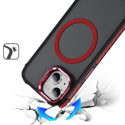 For Apple iPhone 16 Plus (6.7") Hybrid Metal Camera Stand Ring Sturdy, Compatible with MagSafe, Matte Hard TPU Colorful Edge Case Cover