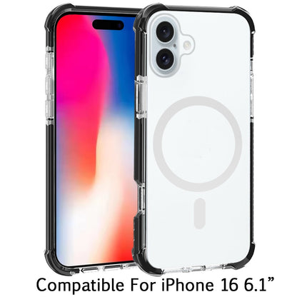 For Apple iPhone 16 (6.1") Hybrid Acrylic Transparent Hard PC + TPU Color Frame Bumper Compatible with MagSafe Case Cover