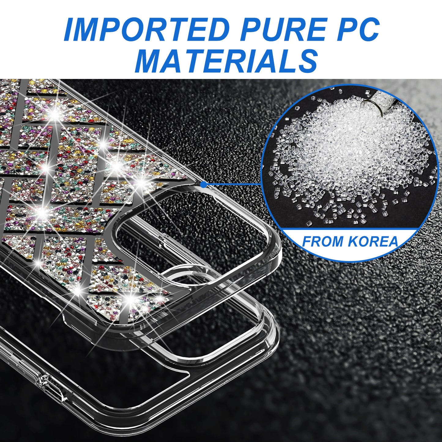 For Apple iPhone 16 Pro (6.3") Sparkly 3D Design Diamond Shockproof Protective Bling Rhinestone Hybrid Skin PC + TPU Case Cover