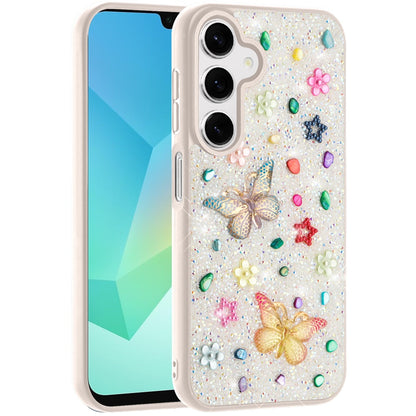 For Samsung Galaxy A36 Diamond Butterfly 3D Glitter Bling Design, Slim Hybrid Sparkle Protective Cover TPU for Women Girls Case Cover