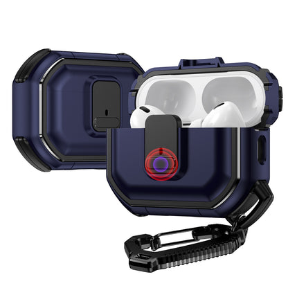 For Airpods 4 Heavy Duty Hybrid Snap Switch Button, Secure Lock Clip Super Protective with Carabiner Belt Loop Case Cover