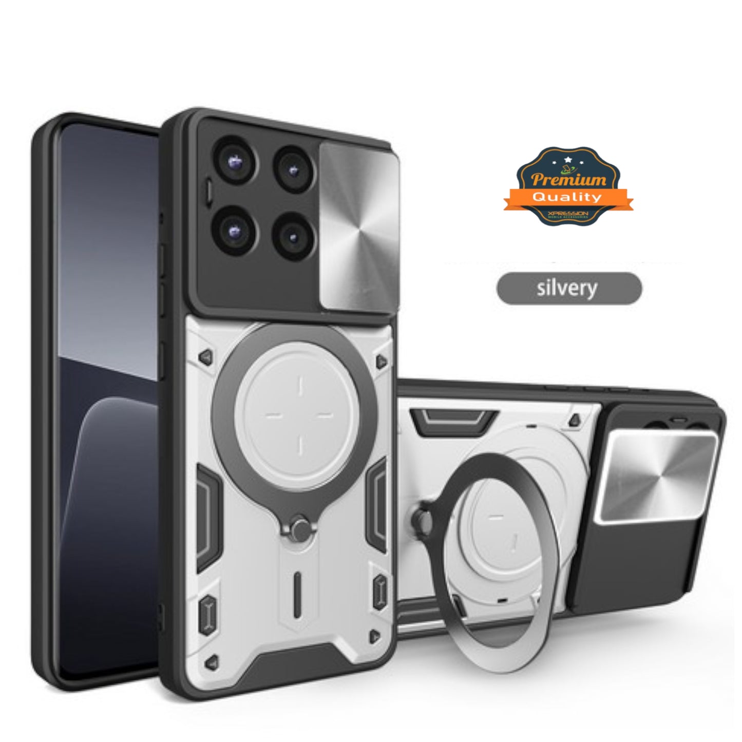 For Motorola Moto G Stylus 5G 2025 Hybrid Shockproof with Magnetic Ring Stand, Compatible with Magsafe & Sliding Camera Lens Protector Case Cover