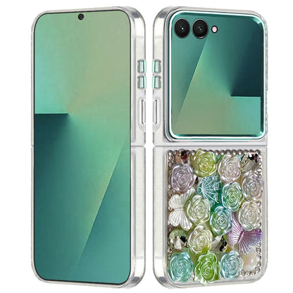 For Samsung Galaxy Z Flip 7 Muti-Color Floral Fashion Bling Crystal 3D Full Diamonds Stones Sparkle Rhinestone Glitter Hybrid Case Cover