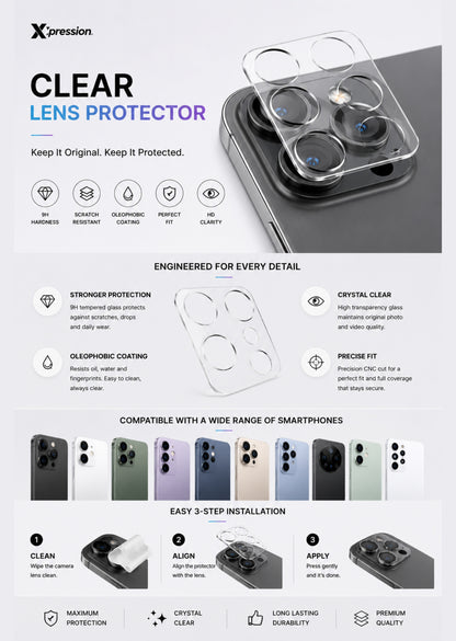 Camera Lens Protector for iPhone 15 Pro (6.1") Camera Clear Tempered Glass 2.5D Scratch Resistant HD Transparent Anti Fingerprint Protective Lens Guard Cover Clear