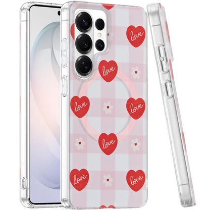 Phone Case for Samsung Galaxy S26 Ultra Shockproof Dual Layer TPU IMD Print Rugged Anti-Slip Grip Drop Protection Scratch Resistant Slim Fit Glossy Floral Heart Aesthetic Cover
