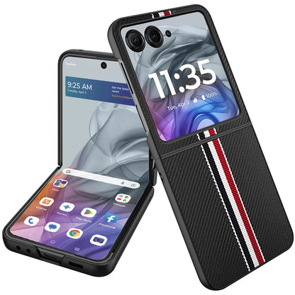 For Samsung Galaxy Z Flip 7 FE Velvet Fabric PU Vegan Leather, Premium Flip Design, Slim Snap-On Hard PC + TPU Case Cover Black