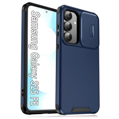 For Samsung Galaxy S25 Fan Edition /Galaxy S25 FE Hybrid Dual Layer Phone Case with Slide Camera Protector, Slim TPU Hard Protection Shockproof Case Cover