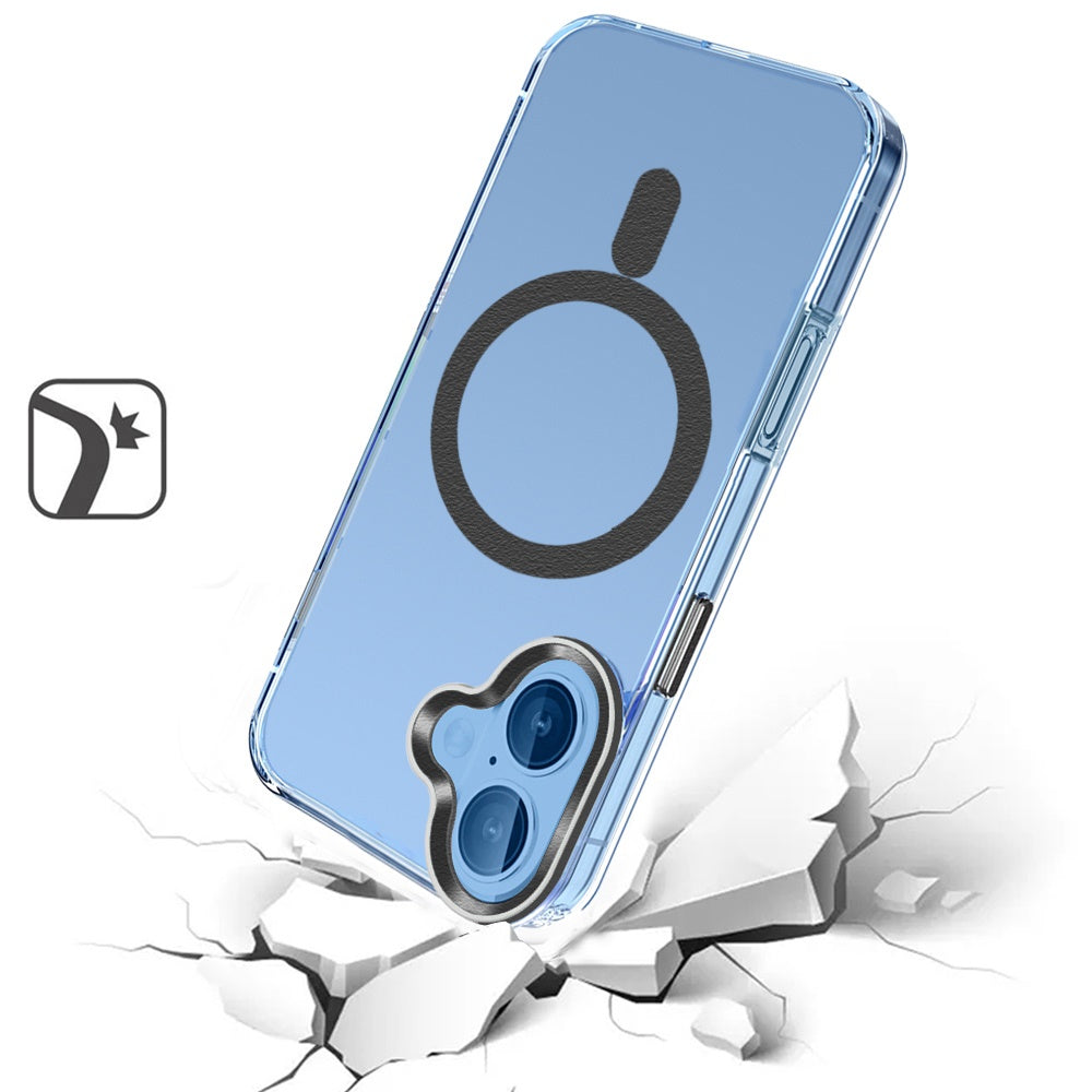 For Samsung Galaxy S26 Ultra Clear Transparent Case Matching Circle Design, Hybrid TPU Hard Shell, Support Magsafe Charger Case Cover Black