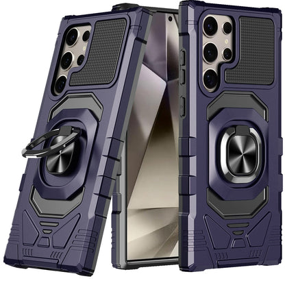 For Samsung Galaxy S25 Ultra Hybrid Dual Layer with 360° Rotate Magnetic Ring Stand Holder Kickstand TPU Rugged PC Shockproof Case Cover