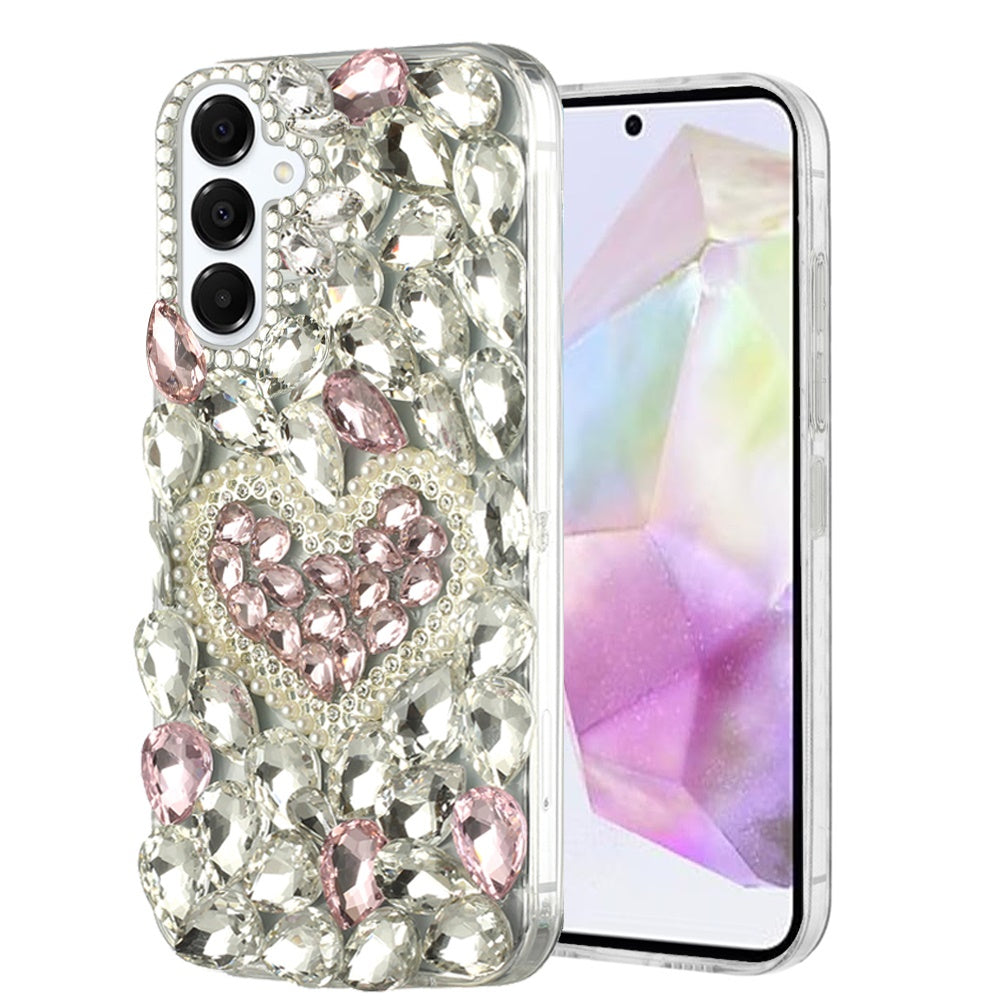 For Samsung Galaxy A36 Bling Crystal 3D Full Diamonds Luxury Sparkle Rhinestone Hybrid Protective Case Cover