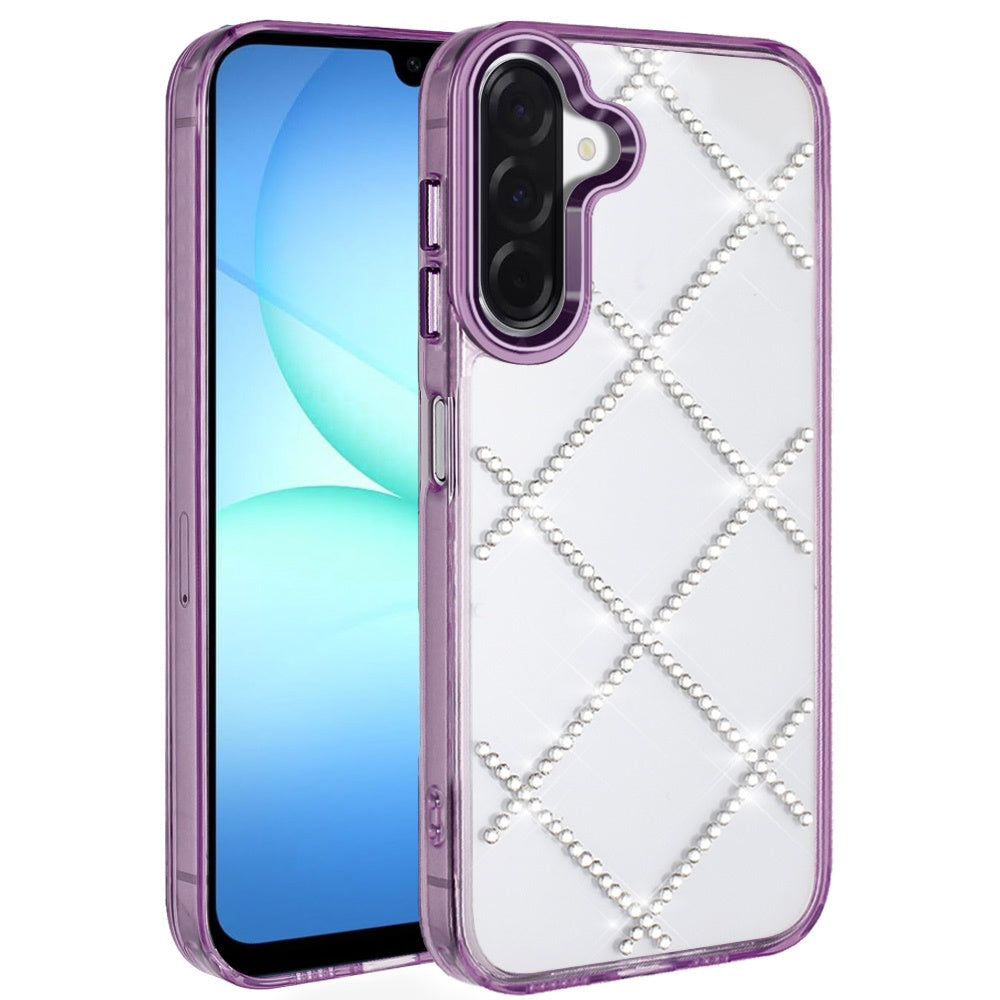 For Samsung Galaxy A17 5G Gem Glitter Diamond Bling Clear Hybrid TPU Cover, Colorful Shockproof Protective Back, Slim Fit for Women Girls Case Cover