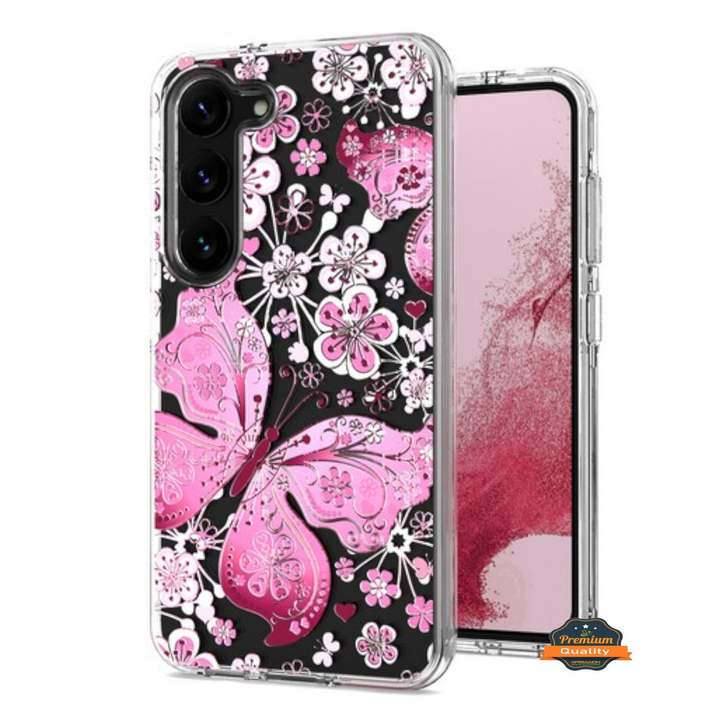 For Samsung Galaxy S25+ S25 Plus /S24+ Hybrid Clear Frame with Trendy Pattern Design, Shockproof Hard Back & TPU Rubber Case Cover