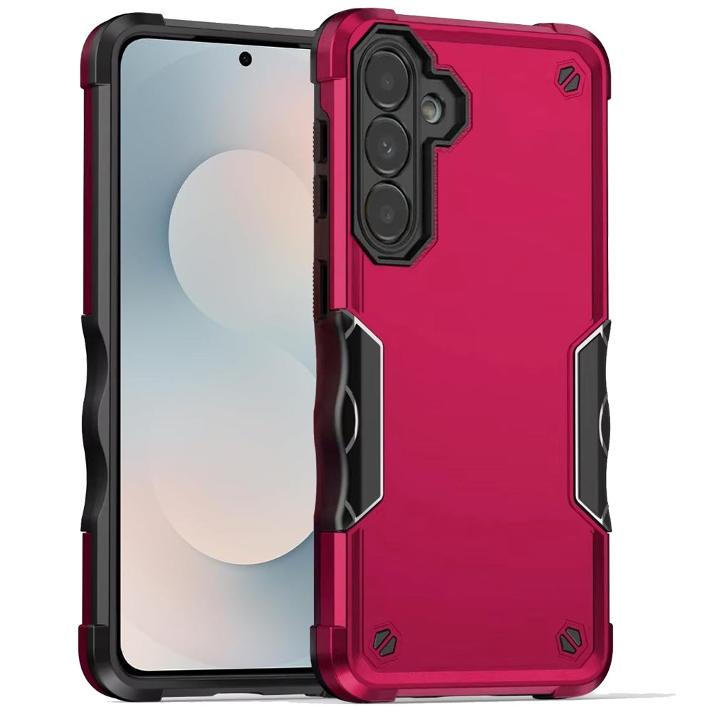 For Samsung Galaxy S25 FE, S25 Fan Edition Slim Tough Shockproof Hybrid Heavy Duty 2in1 Dual Layer TPU Bumper Rugged Rubber Defend Armor Case Cover Hotpink