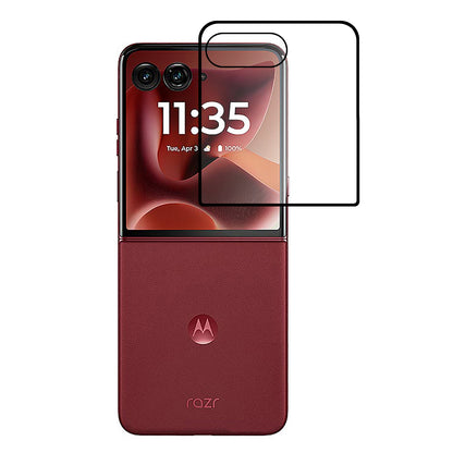 For Motorola Razr+ PLUS (2025) Front Tempered Glass Screen Protector Designed to allow Full functionality Black Edged 9H Glass Full Coverage Protector Clear Black