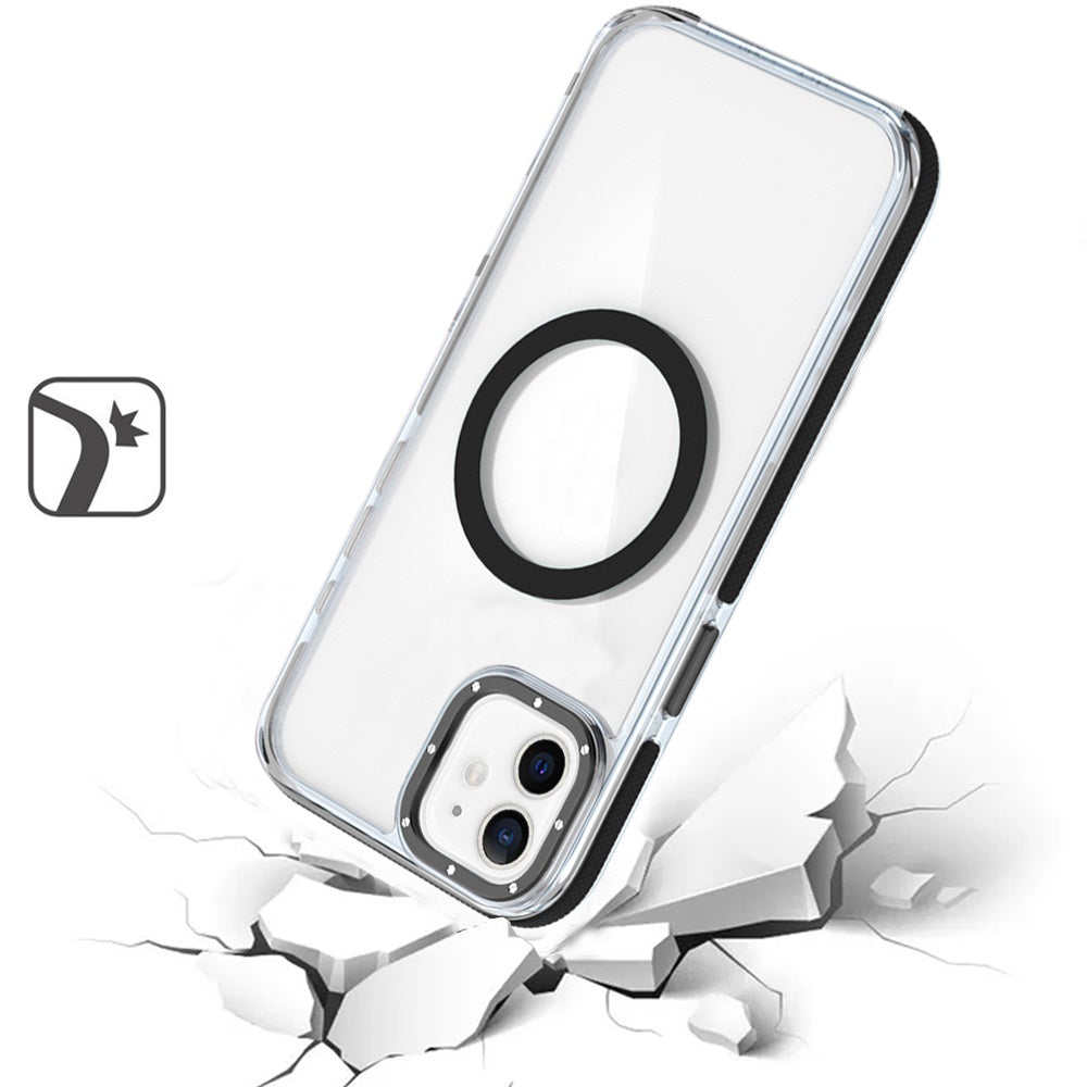 For Samsung Galaxy S25 /S24 Transparent Back with Colorful Frame, Strong Magnetic Circle, MagSafe Compatible, Slim Shockproof Protection Case Cover