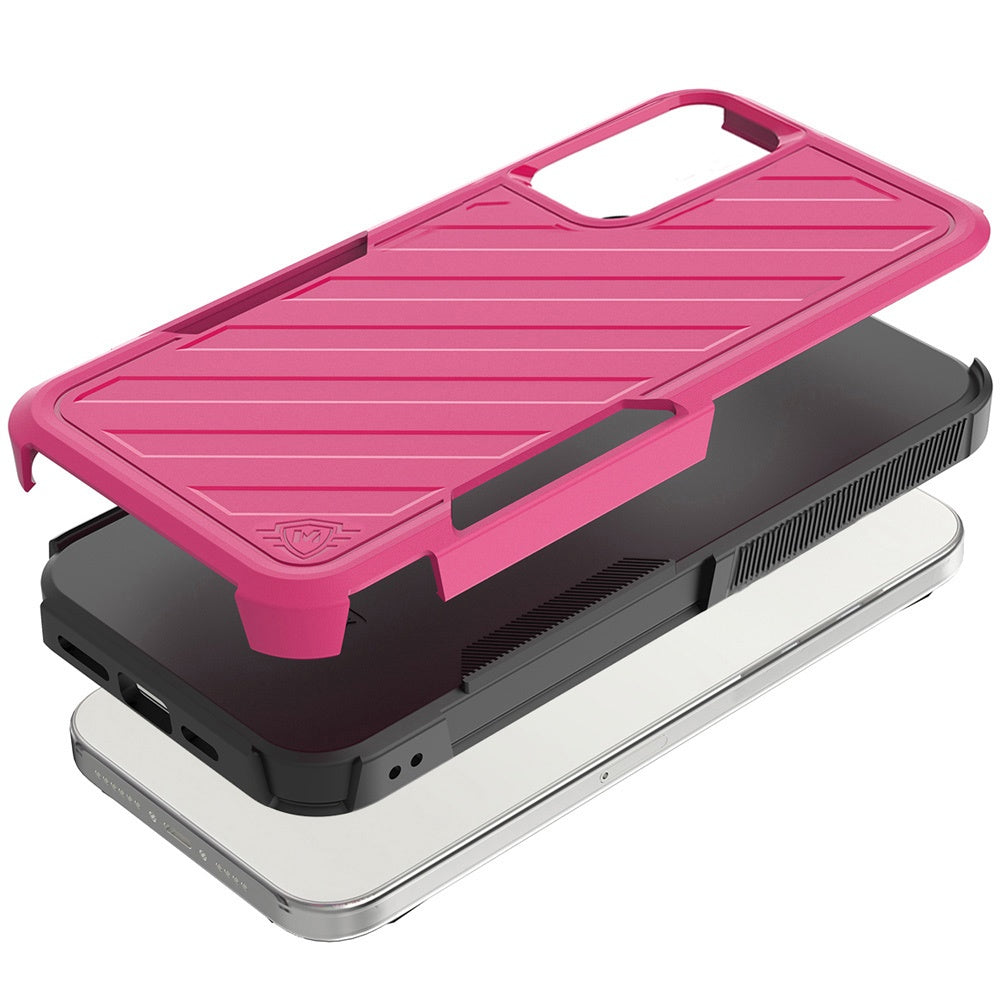 For Apple iPhone 17E /16E Hybrid lined shockproof dual layer Rugged 2in1 Hard PC & Silicone TPU Non Slip Textured Tough Armor Case Cover Hot Pink