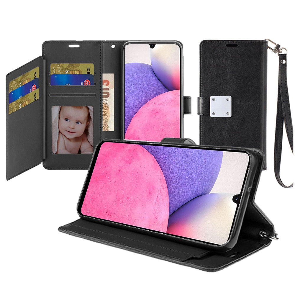 For Samsung Galaxy S20 Ultra Wallet Cases PU Leather with Credit Card /ID /Cash Holder Slot Dual Flip Book Pouch, Stand and Strap Case Cover Black