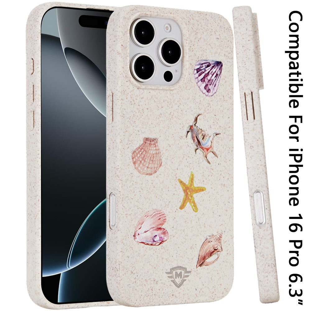 For Apple iPhone 16 Pro (6.3") Eco Friendly Bio-Degradable Design Hybrid Cases Slim Fit Soft TPU Drop Protection Rubber printed Case Cover