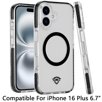 For Apple iPhone 15 Pro Max (6.7") Hybrid Transparent TPU Circle Magnetic [Compatible with MagSafe] Shockproof Color Frame Bumper Case Cover