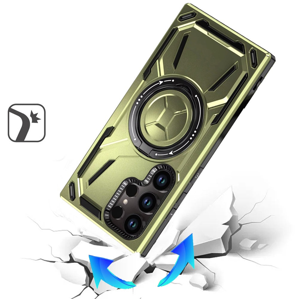For Samsung Galaxy S23 Ultra Hybrid Magnetic Ring and 360° Rotational Kickstand with MagSafe Compatible, Military Grade Drop Protection Case Cover