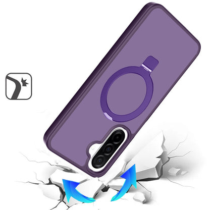 For Samsung Galaxy A17 5G Magnetic Circle Back with Ring Stand Full Rotation Matte Hybrid Shockproof Case Cover