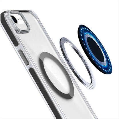 For Apple iPhone 17 Pro Hybrid Clear Back Case with Invisible Camera Bracket Stand, MagSafe Magnetic Circle, Shockproof Color Frame Case Cover Black