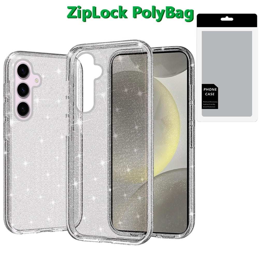 Transparent Glitter Shiny Sparkle Bling TPU Rubber Hard Back Hybrid Frame Shockproof