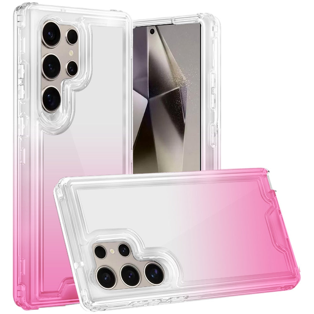 For Samsung Galaxy S25 Ultra Hybrid 3-in-1 Clear Case - Two-Tone Transparent Shockproof TPU + Hard Protective Frame Case Cover