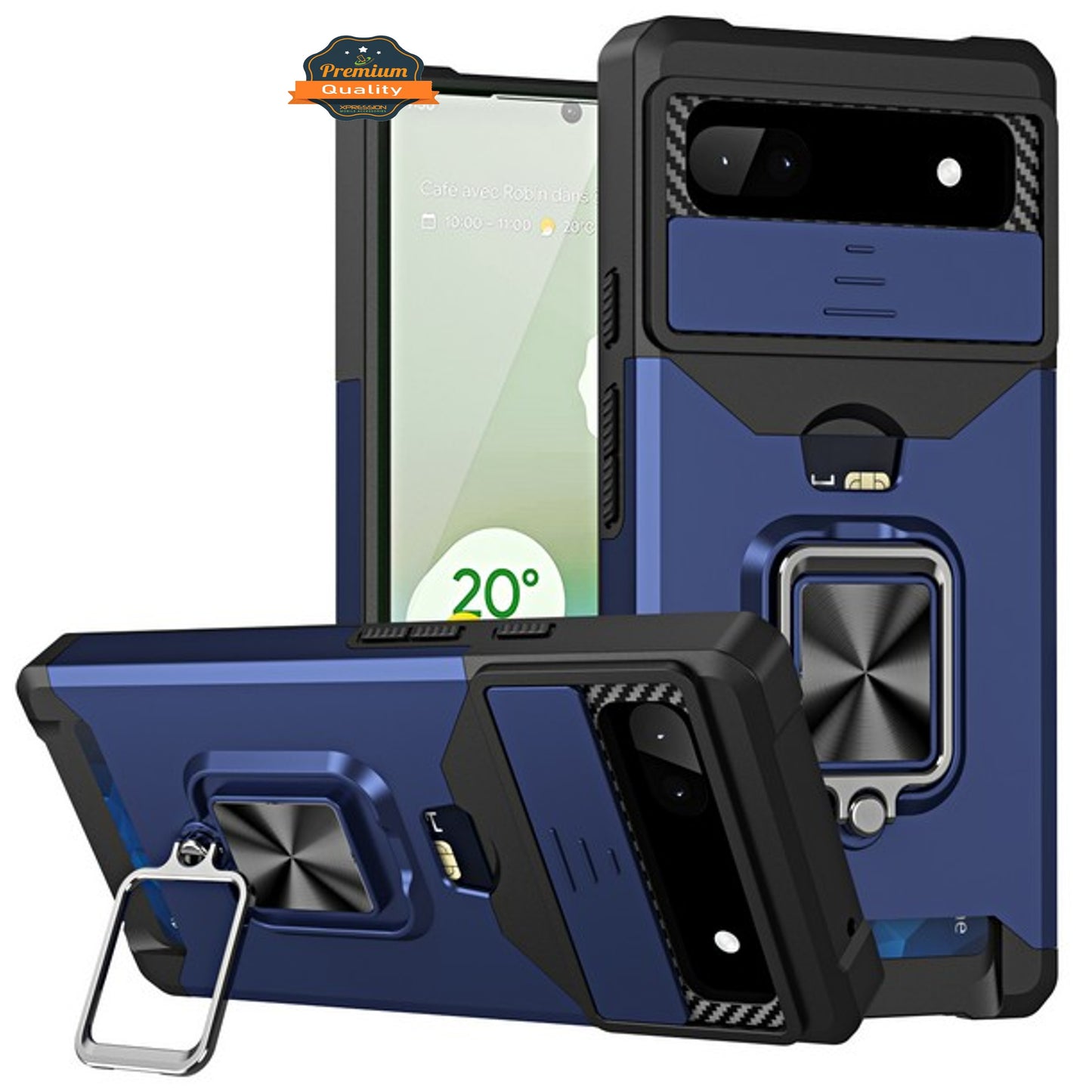 For Google Pixel 10 Pro XL Wallet Case with Slide Camera Protector, Credit Card Slot, Ring Sand, Magnetic Car Mount Case Cover