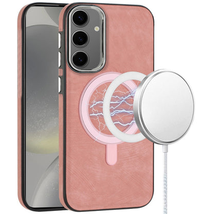 For Samsung Galaxy S25 Ultra Fashion PU Vegan Leather Chrome Edge Hybrid, MagSafe Compatible, Durable TPU Hard PC Case Cover