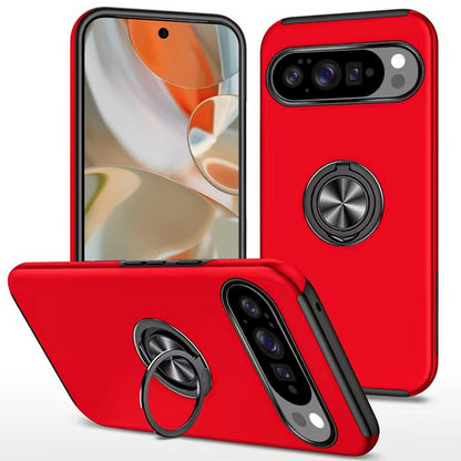 For Google Pixel 10 /Pixel 10 Pro Hybrid 360 Degree Rotatable Metal Invisible Ring Stand Holder Slim Fit Magnetic Car Mount Shockproof Case Cover