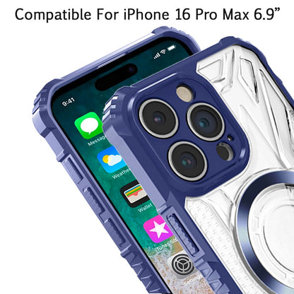 For Apple iPhone 16 Pro Max (6.9") MagSafe Compatible Pattern Clear Transparent Rugged Hybrid Magnetic TPU Shockproof Armor Case Cover