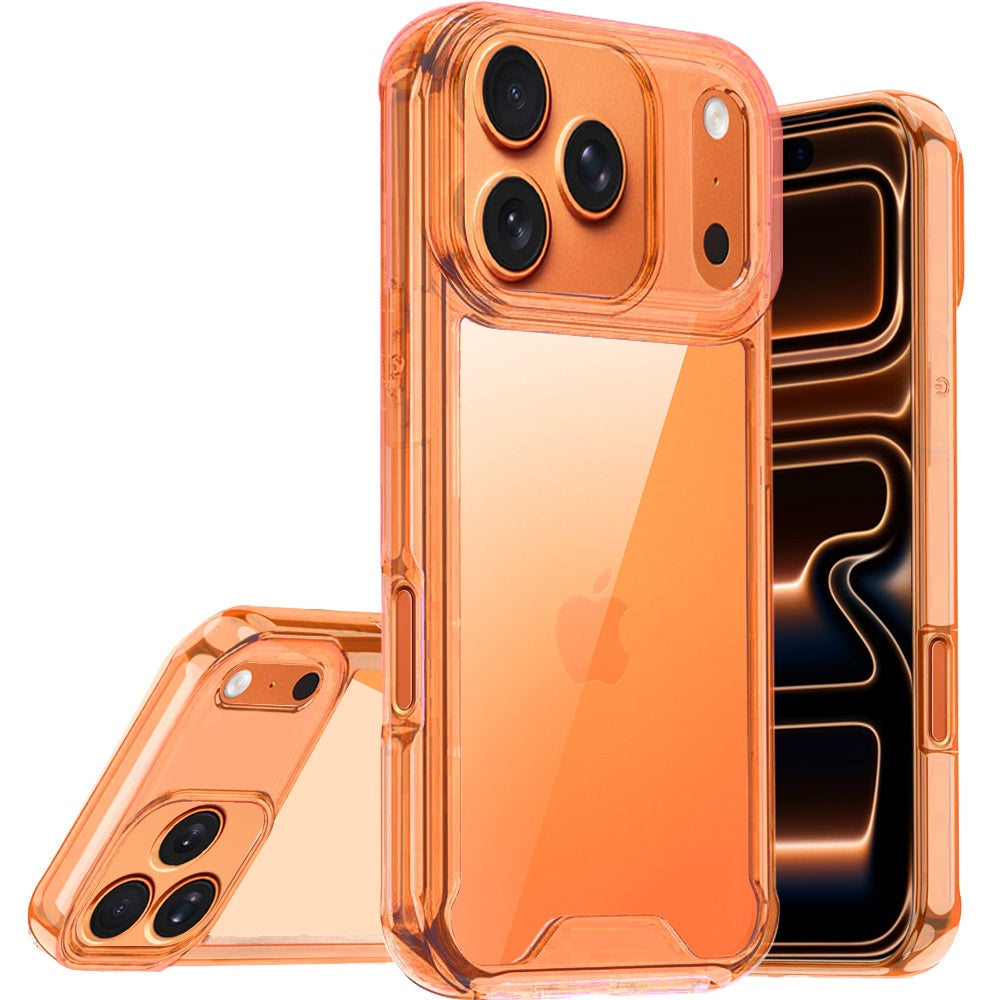 Phone Case for Apple iPhone 17 Pro Max (6.9") Shockproof Transparent Hard PC TPU Hybrid Durable Frame Gummy Protective Slim Grip Lightweight Cover Cosmic Orange