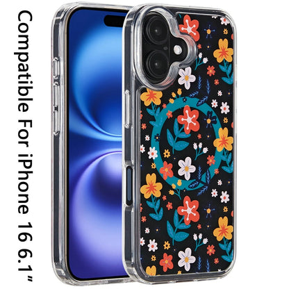 For iPhone 16 (6.1") Cute Fashion Pattern Design, Durable Shockproof Slim TPU Hard Back, MagSafe Compatible Case Cover