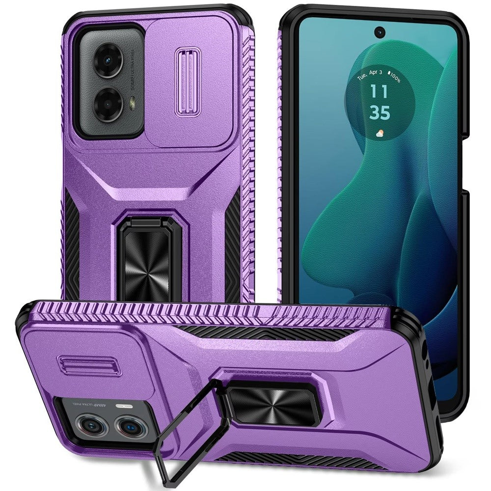 For Apple iPhone 16 Pro (6.3") Camera Cover Phone Case with Magnetic Rotation Ring Stand [Military Grade] Hybrid Hard Shockproof Case Cover