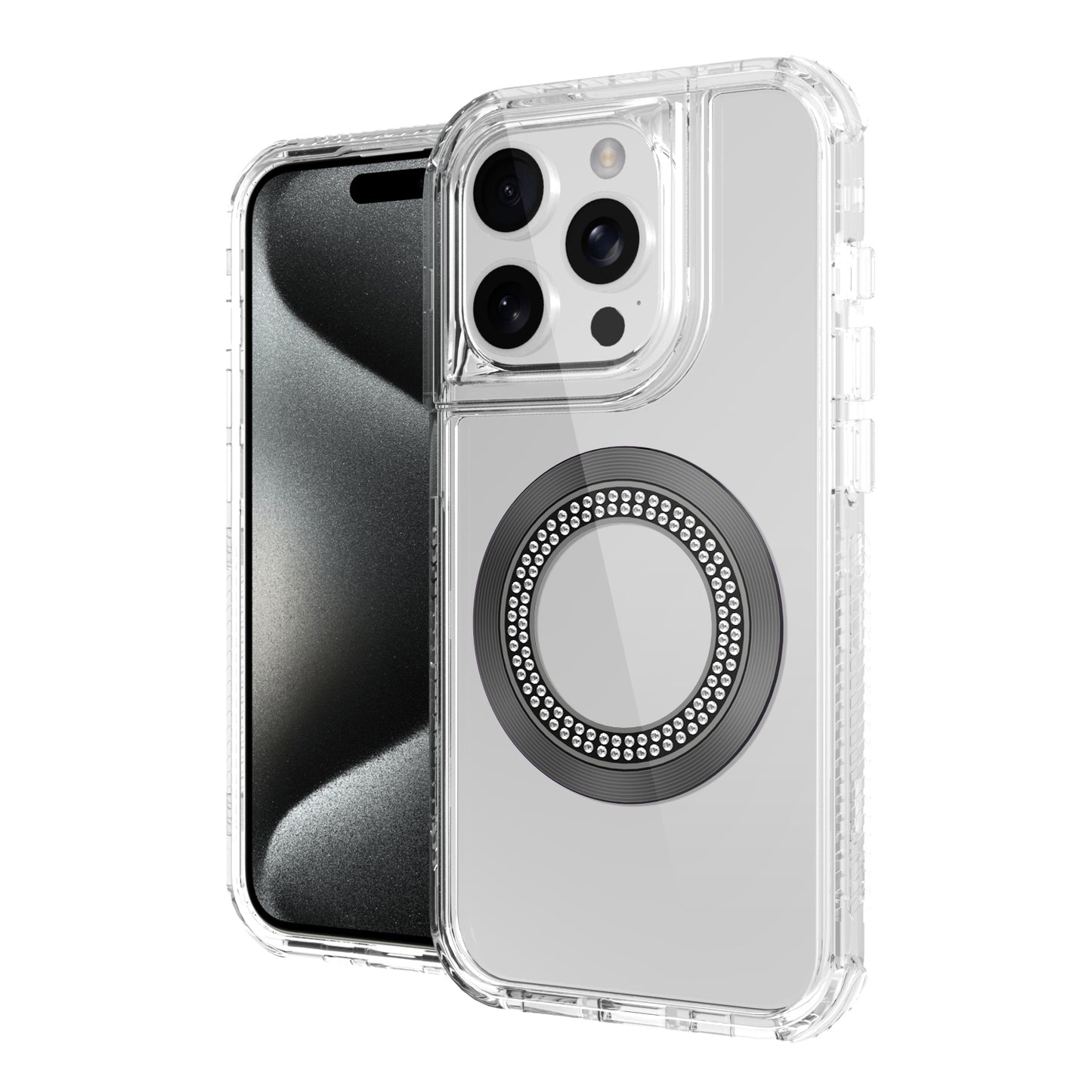 For Samsung Galaxy A37 Magnetic Circle Compatible with Magsafe, Hybrid Chrome 3in1 Transparent Shockproof TPU Bumper Case Cover