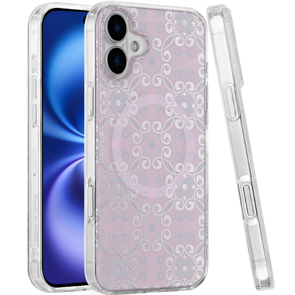 For Apple iPhone 17 AIR Stylish Pattern Fashion IMD Printed Design TPU Double Layer Slim Shockproof with Magnetic Back Case Cover Flowers Purple Gradient