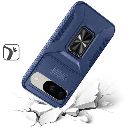 For Google Pixel 8A Camera Cover Phone Case with Magnetic Rotation Ring Stand [Military Grade] Hybrid Hard TPU Shockproof Case Cover