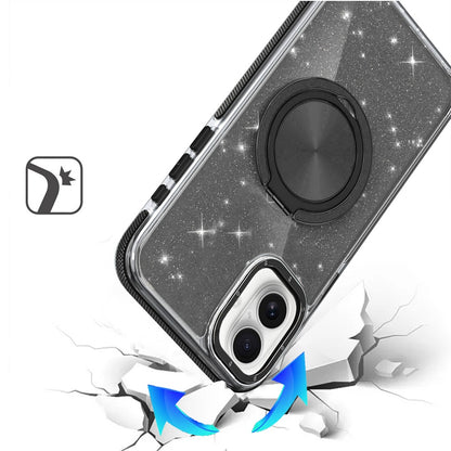 For Samsung Galaxy A37 Slim Bling Glitter Sparkly Shimmer Hybrid with Magnetic Ring and 360° Rotational Stand [Compatible with Magsafe] Case Cover