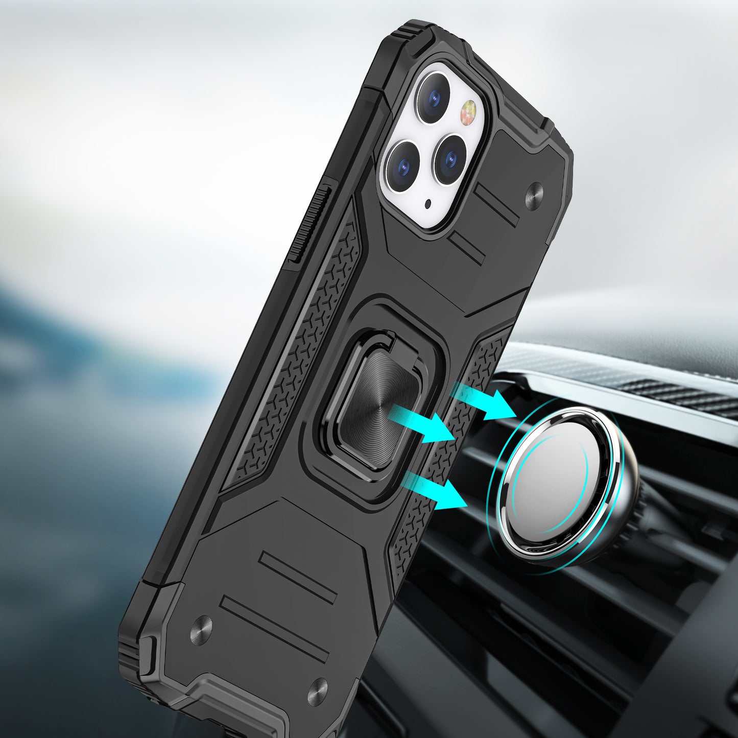 For Apple iPhone SE 3 (2022) SE/8/7 Armor Hybrid Magnetic Stand with Ring Holder Kickstand Shockproof Heavy-Duty Durable Rugged TPU Dual Layer Case Cover