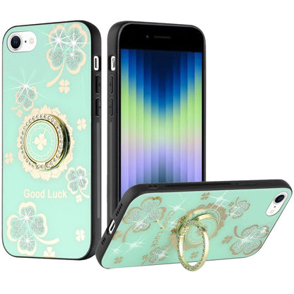For Apple iPhone 11 Diamonds 3D Fashion Bling Sparkly Glitter Ornaments Engraving Hybrid with Ring Stand Case Cover