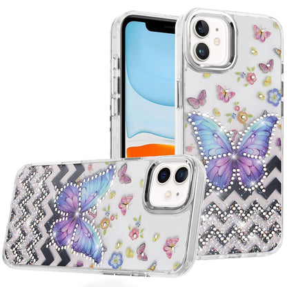 For Samsung Galaxy S26 Ultra Butterfly Resin Epoxy Diamond Design Metal Edged Hybrid Shockproof Heavy Duty Drop Protection Case Cover