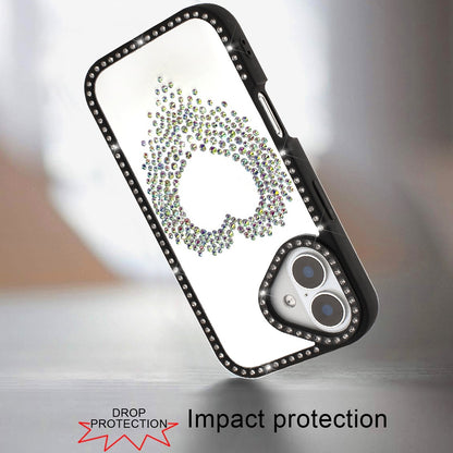 Phone Case for Apple iPhone 17 Angel Hearts Glitter Shimmer Diamond Edge Sparkle Hybrid Shockproof AntiSlip Grip Fashion Stylish Protective Bumper Cover Black