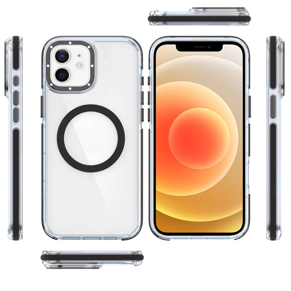 For Apple iPhone 17E /16E Transparent Back with Colorful Frame, Strong Magnetic Circle, MagSafe Compatible, Slim Shockproof Protection Case Cover