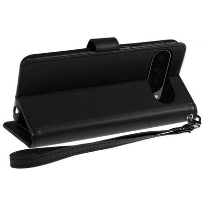 For Google Pixel 10 /Pixel 10 Pro Wallet Case with ID/ Card Holder, Wristlet Strap, Magnetic TPU Protective Shockproof Folio Flip Case Cover Black