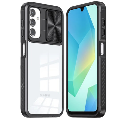 For Samsung Galaxy A16 5G Hybrid Cases with Sliding Camera Cover Transparent Shockproof Bumper TPU Protective Case Cover