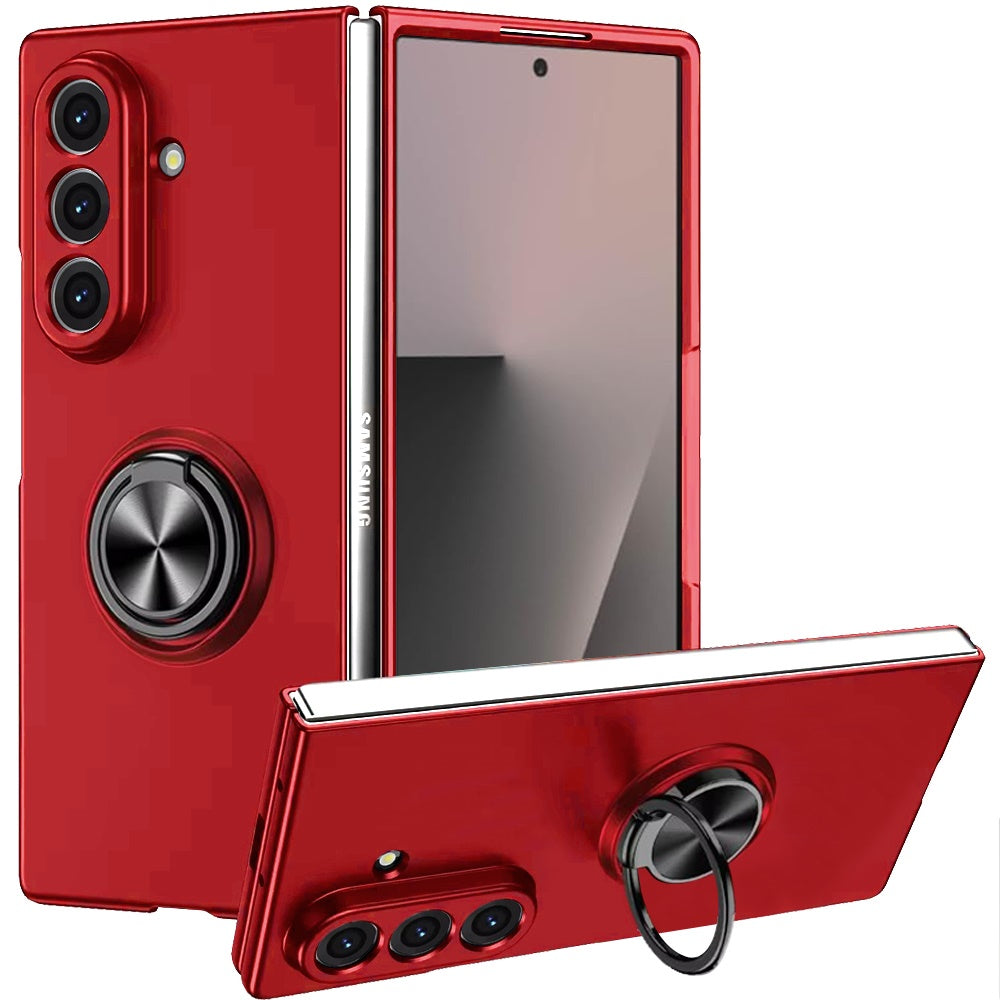 For Samsung Galaxy Z Fold 7 Hybrid 360 Degree Rotatable Metal Invisible Ring Stand Holder Slim Fit Magnetic Car Mount Shockproof Case Cover