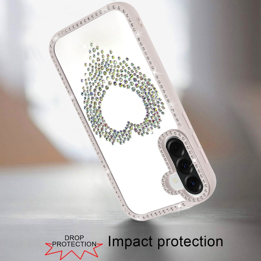 For Samsung Galaxy A57 Angel Hearts Glitter Shimmer Diamond Edge Hybrid Drop Protection Shockproof Design Case Cover