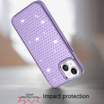 For Apple iPhone 15 Bling Diamond Metallic, Full Sparkle Chrome Edged Hybrid Protective Shockproof Case Cover